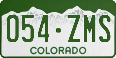 CO license plate 054ZMS