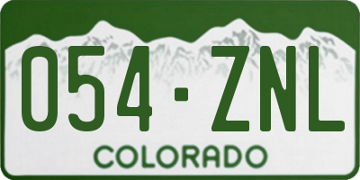 CO license plate 054ZNL