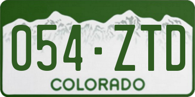 CO license plate 054ZTD