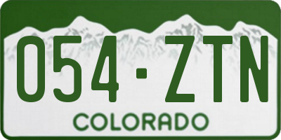 CO license plate 054ZTN