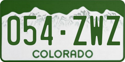 CO license plate 054ZWZ