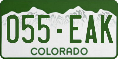 CO license plate 055EAK