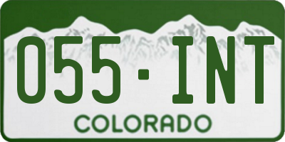 CO license plate 055INT