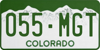 CO license plate 055MGT