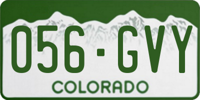 CO license plate 056GVY