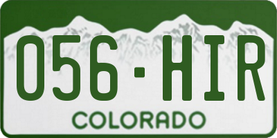 CO license plate 056HIR