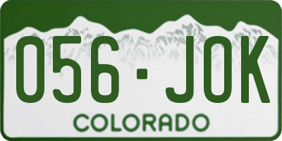 CO license plate 056JOK