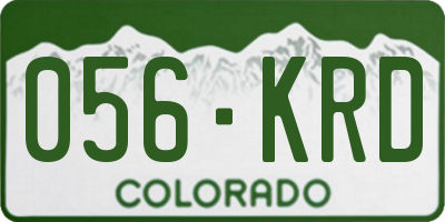 CO license plate 056KRD