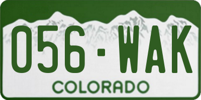 CO license plate 056WAK