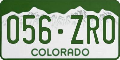 CO license plate 056ZRO