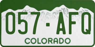 CO license plate 057AFQ