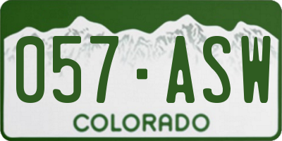CO license plate 057ASW