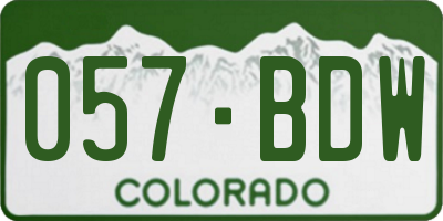 CO license plate 057BDW