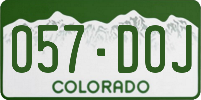 CO license plate 057DOJ
