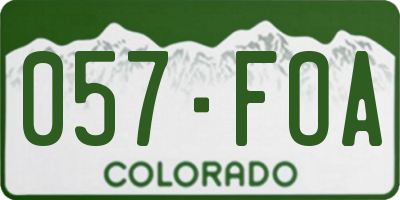 CO license plate 057FOA