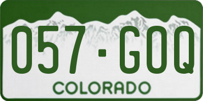 CO license plate 057GOQ