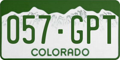 CO license plate 057GPT