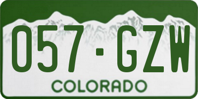CO license plate 057GZW