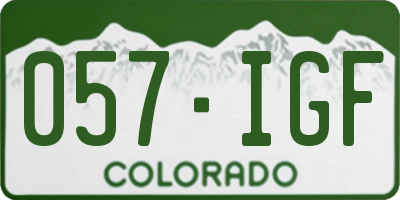 CO license plate 057IGF