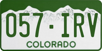 CO license plate 057IRV