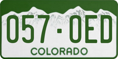 CO license plate 057OED