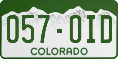 CO license plate 057OID