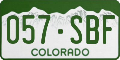 CO license plate 057SBF