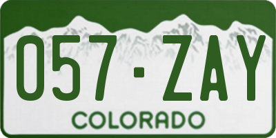 CO license plate 057ZAY