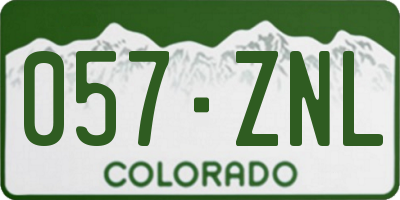 CO license plate 057ZNL