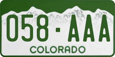 CO license plate 058AAA