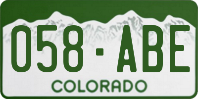 CO license plate 058ABE