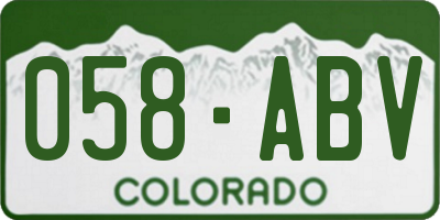 CO license plate 058ABV