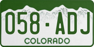 CO license plate 058ADJ