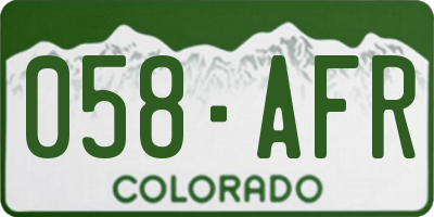CO license plate 058AFR