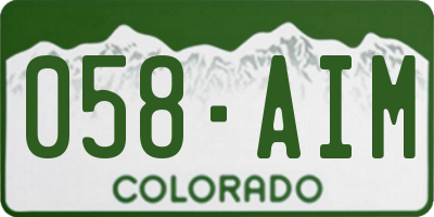 CO license plate 058AIM