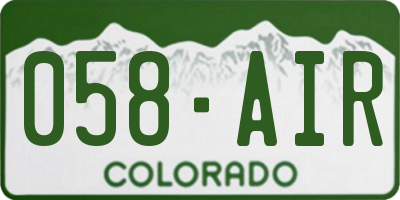 CO license plate 058AIR