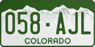 CO license plate 058AJL