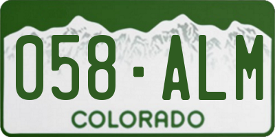 CO license plate 058ALM