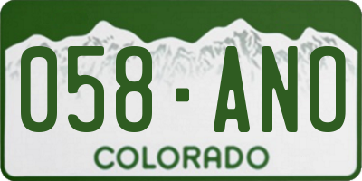 CO license plate 058ANO