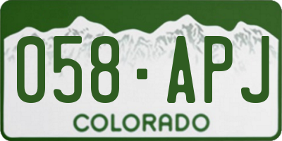 CO license plate 058APJ