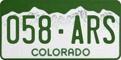 CO license plate 058ARS