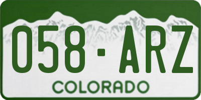 CO license plate 058ARZ