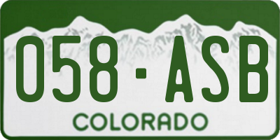 CO license plate 058ASB