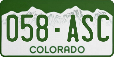 CO license plate 058ASC