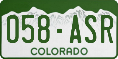 CO license plate 058ASR