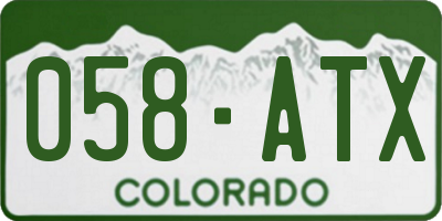 CO license plate 058ATX