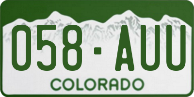 CO license plate 058AUU