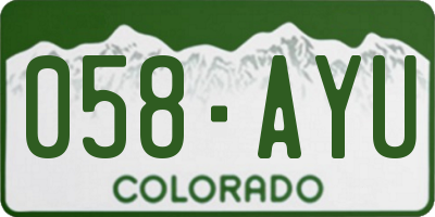 CO license plate 058AYU