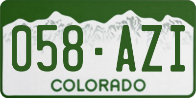 CO license plate 058AZI
