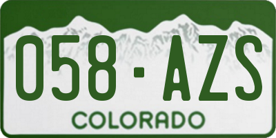 CO license plate 058AZS